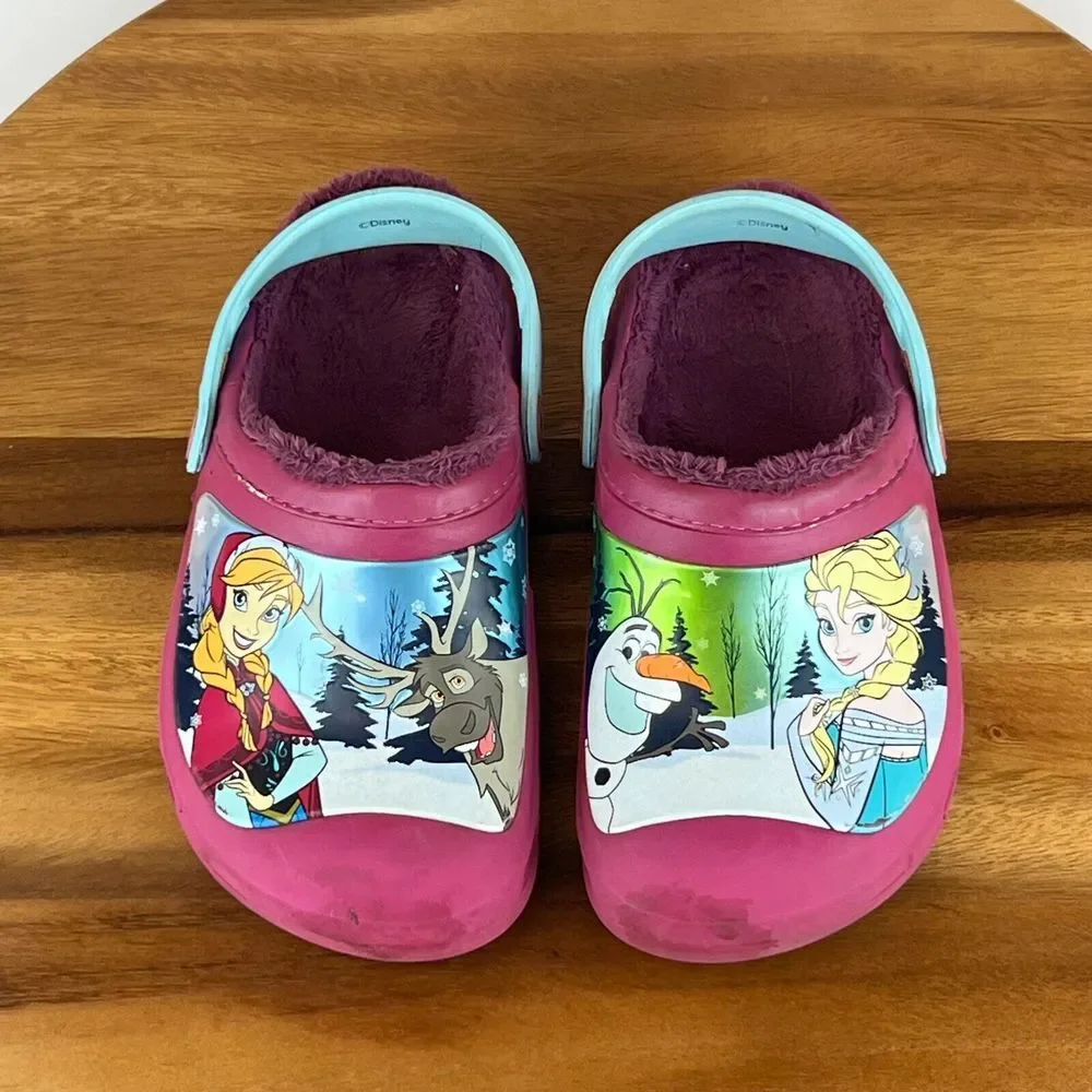 Kids Childrens‎ Frozen Purple Lined Slip On Shoes Clogs Sandals Size 1 Y GUC